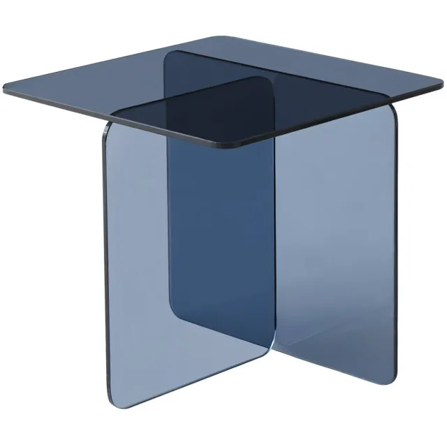 sweeek Vierkante bijzettafel van gehard glas 50 x 50 x 46cm - glintz Grijsblauw