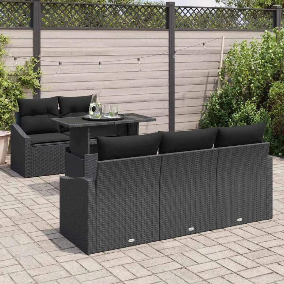 vidaXL Tuin Sofa Set 6 st Zwart poly rattan, foto 3