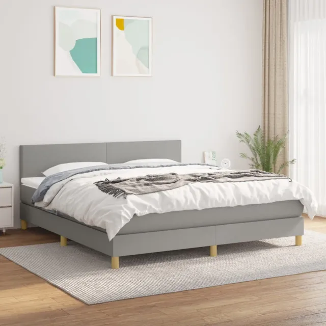 vidaXL Boxspring met matras stof lichtgrijs 160x200 cm grijs