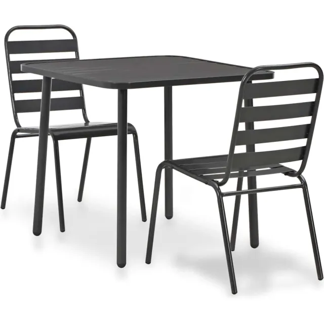 vidaXL 3-delige Bistroset staal donkergrijs