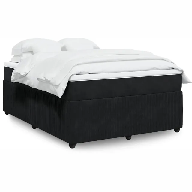 vidaXL Boxspring met matras fluweel zwart 140x190 cm