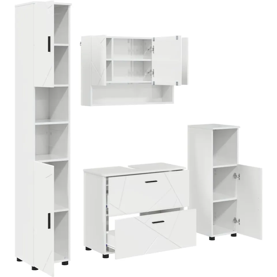 vidaXL Badkamermeubelset 4 st Hoogglans wit 35 x 30 x 192 cm, foto 3