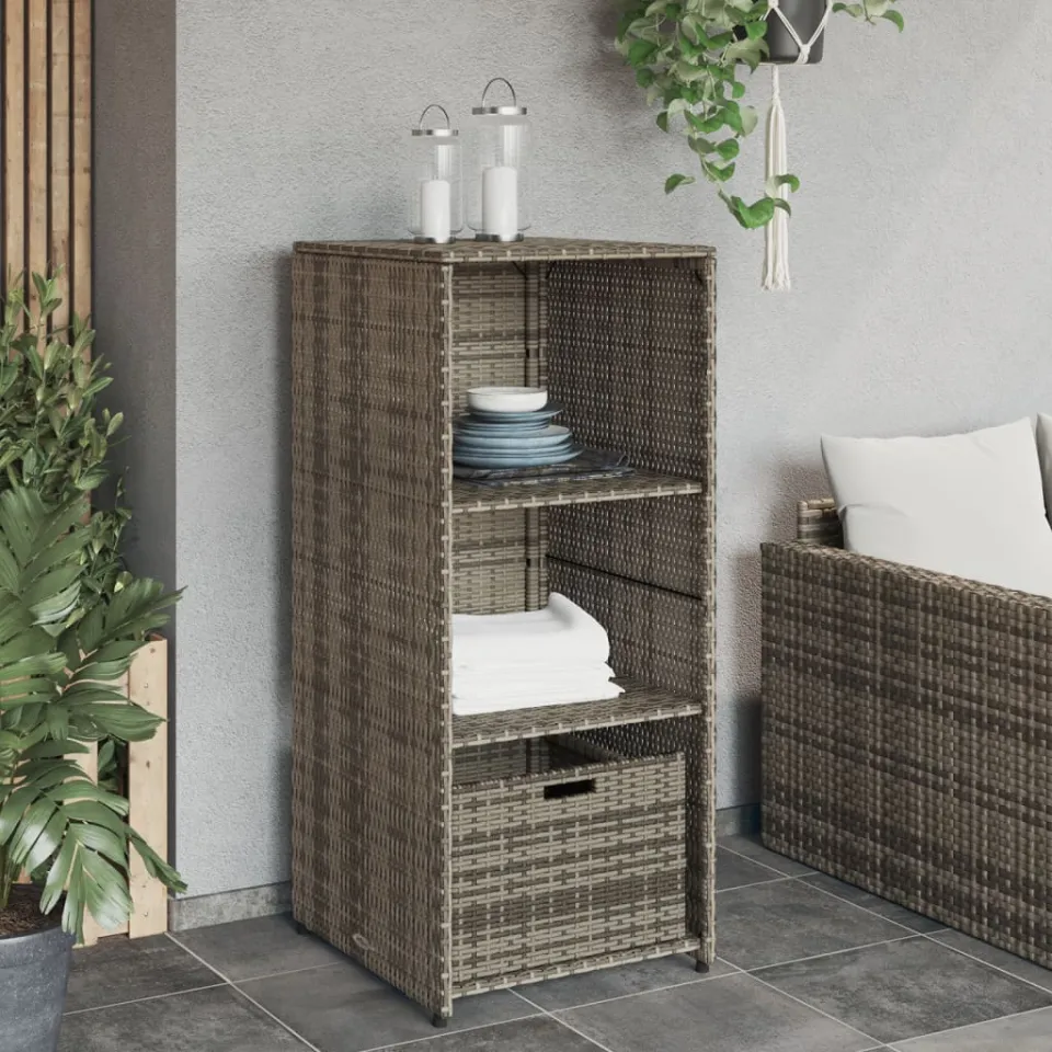 vidaXL Tuinkast 50x55x115 cm poly rattan grijs, foto 3