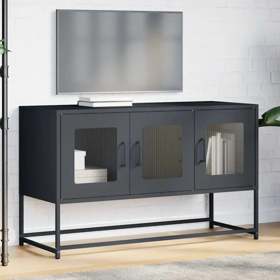 vidaXL Tv-meubel 100,5x39x60,5 cm koudgewalst staal antracietkleurig, foto 2