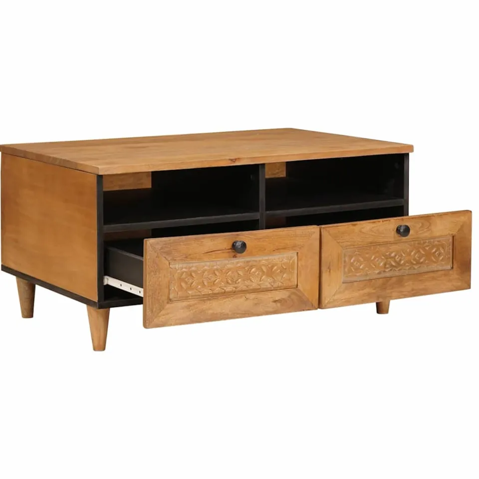 vidaXL Salontafel Licht Bruin 80 x 54 x 40 cm Massief Mango Hout, foto 2