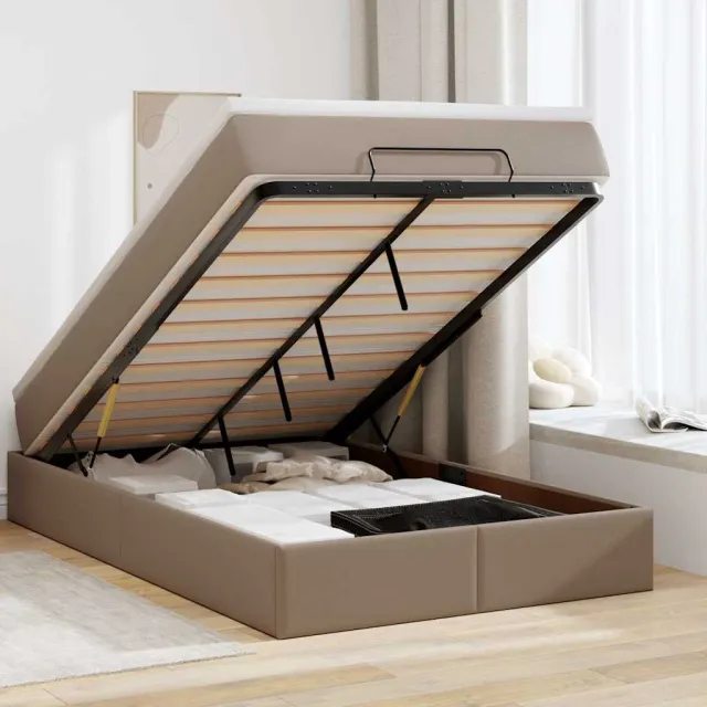 vidaXL Ottoman bed met matras 120x200cm kunstleer cappuccinokleurig bruin