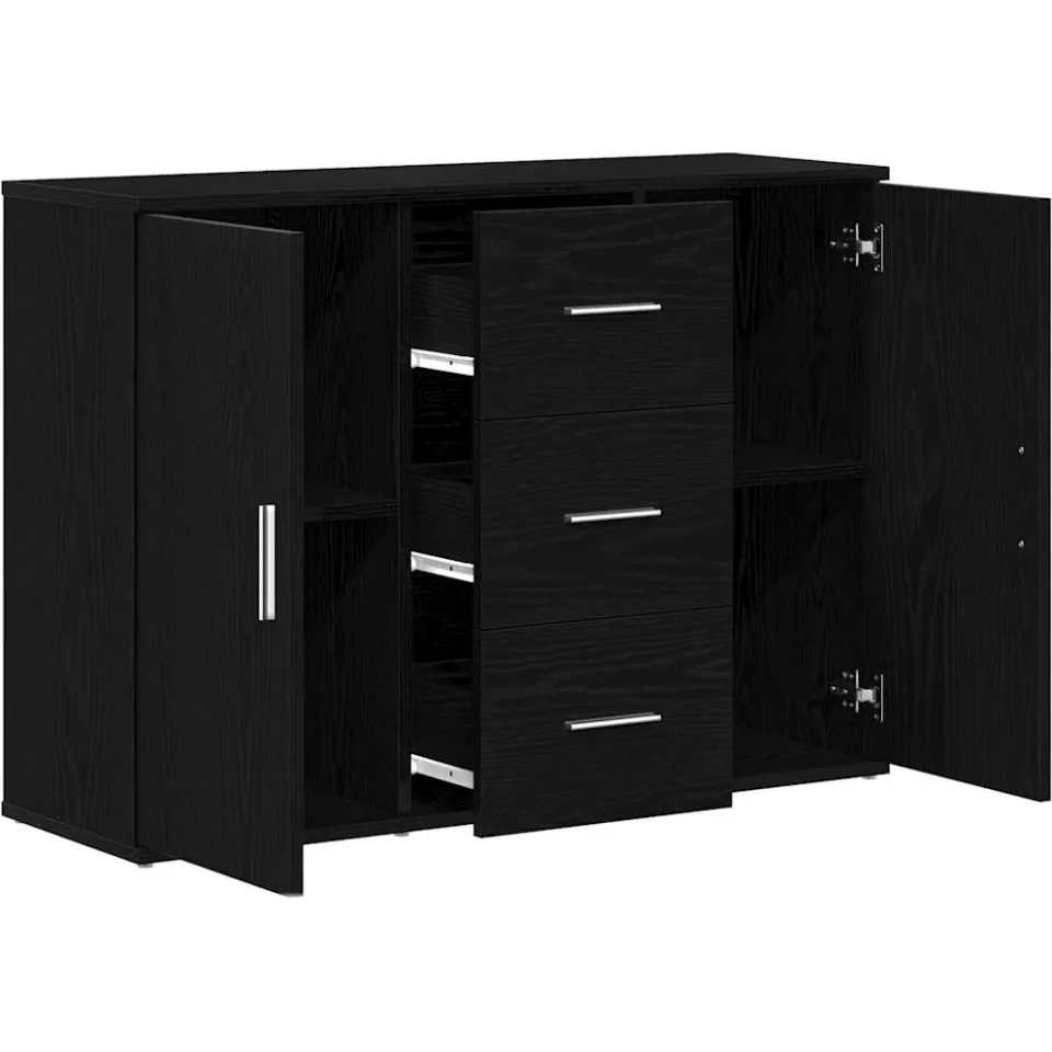 vidaXL Dressoir 91x29,5x65 cm spaanplaat zwart eikenkleurig, foto 4