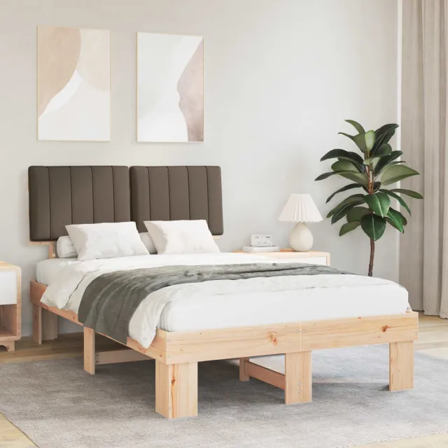 vidaXL Bedframe met Gevoerd Hoofdgedeelte Taupe 120 x 190 cm