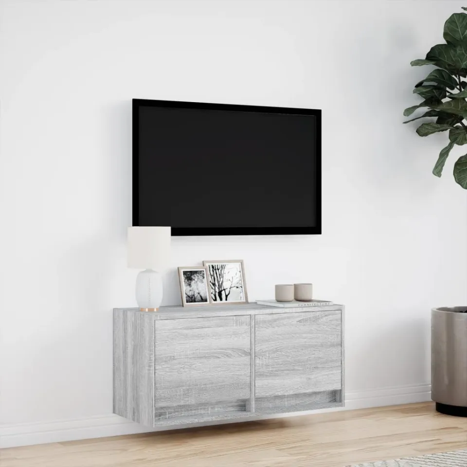 vidaXL Tv-wandmeubel met LED 80x31x35 cm grijs sonoma eikenkleurig, foto 2