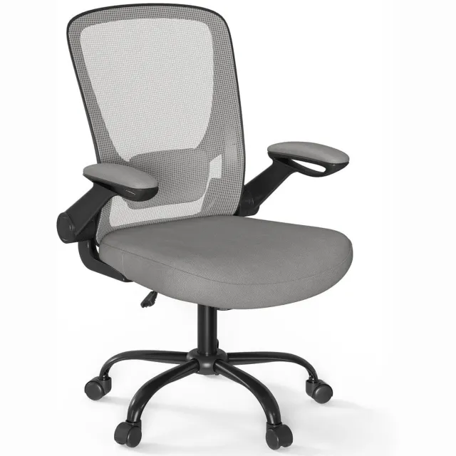 Klarven Bureaustoel Grijs Zwart - Ergonomische Bureaustoel - Bureaustoelen - Office Chair - Mesh Rugleuning met Hoofdsteun - Verstelbare Lendensteun - Kantelfunctie en Klapbare Armleuningen Duifgrijs en inktzwart