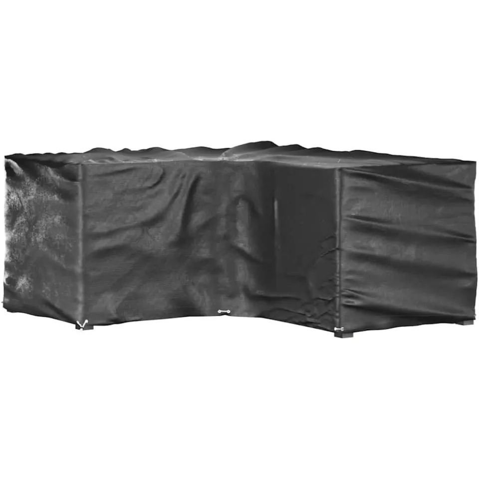 vidaXL Tuinmeubelhoezen L-vormig 2 st 12 oogjes 185x185x90 cm zwart, foto 2