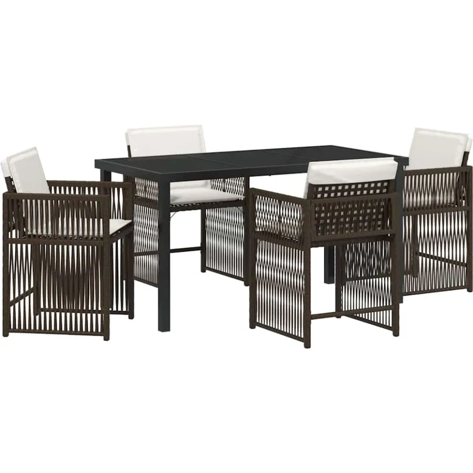 vidaXL Tuin eettafelset 5 st Bruin poly rattan, foto 3