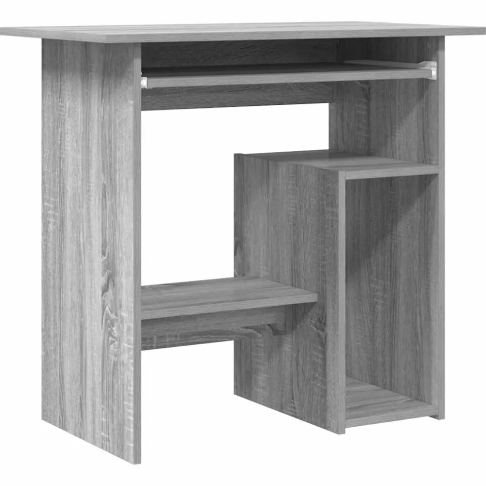 vidaXL Bureau 80x45x74 cm bewerkt hout grijs sonoma eikenkleurig, foto 3