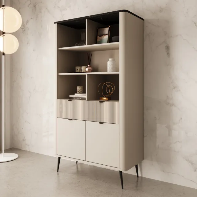 MEUBELLA Boekenkast Mace - Beige - 90 cm