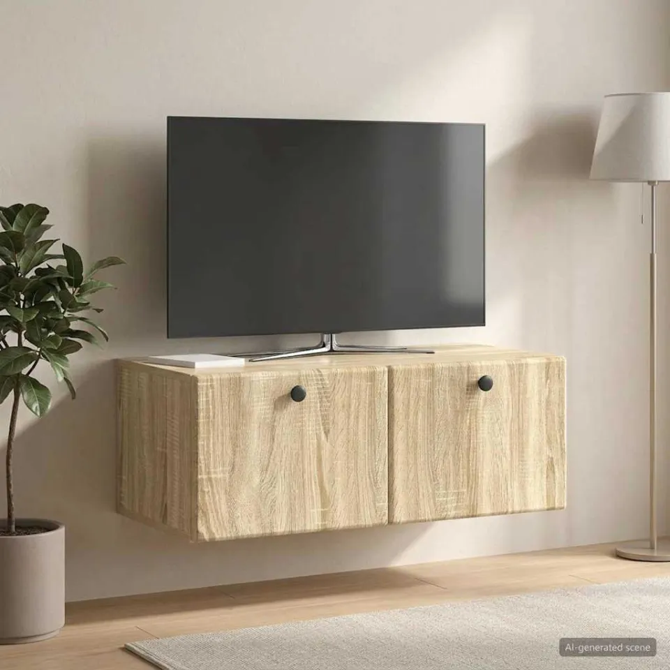 vidaXL Wandbeugel TV-kast 78,5 x 41 x 30 cm Sonoma Eiken Bewerkt hout, foto 4