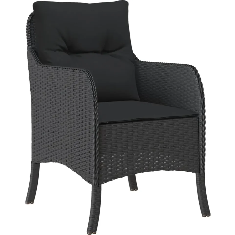 vidaXL 7-delige Tuinset met kussens poly rattan zwart
