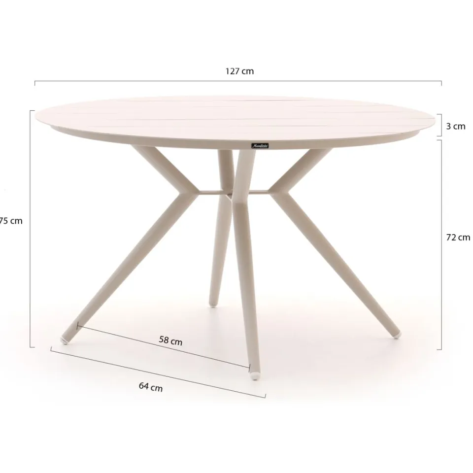 Manifesto Furniture Manifesto Cavone/Sora ø 127cm dining tuinset 5-delig stapelbaar taupe, foto 3