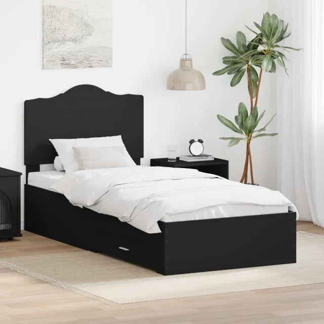 vidaXL Bedframe met lade met opslag Zwart 100 x 200 cm Bewerkt hout