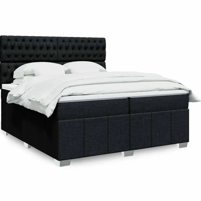 vidaXL Boxspring met matras stof zwart 200x200 cm