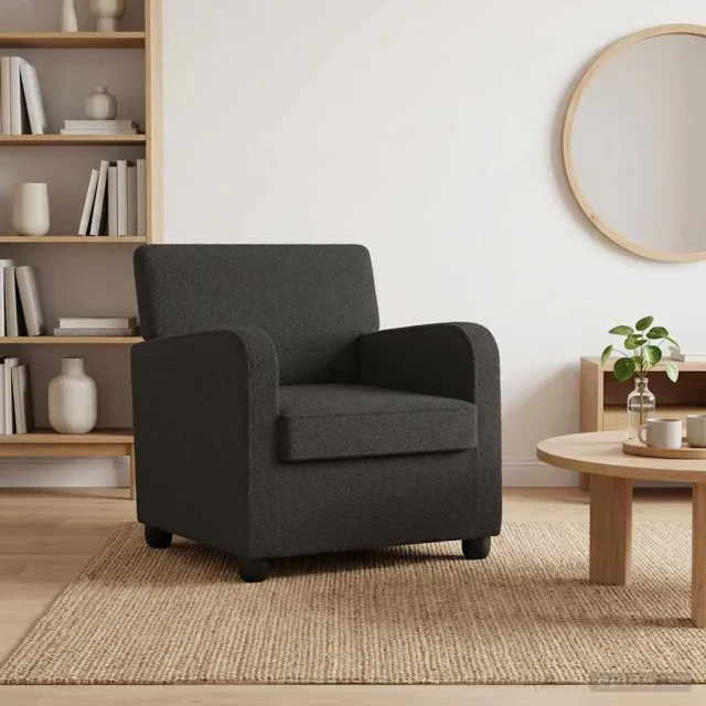 vidaXL Fauteuil Zwart Kunstlamswol