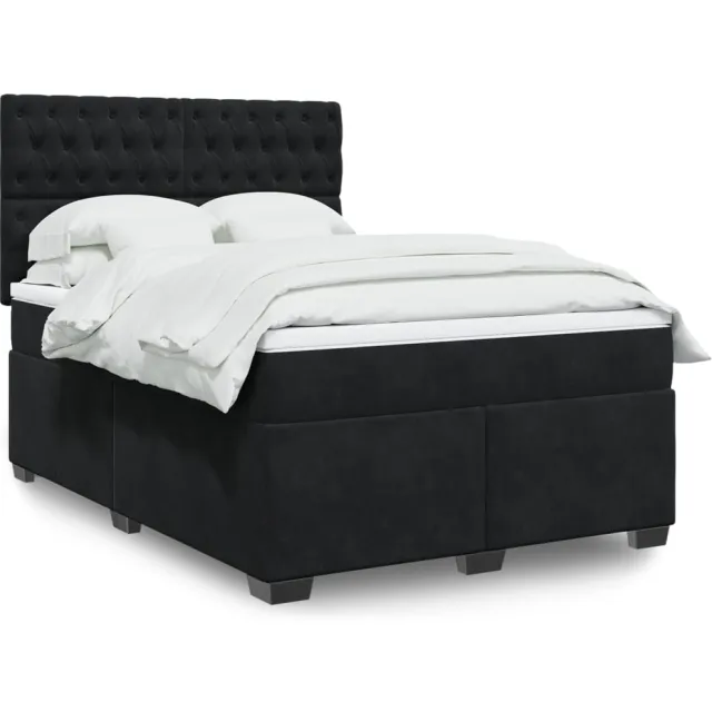 vidaXL Boxspring met matras fluweel zwart 140x190 cm