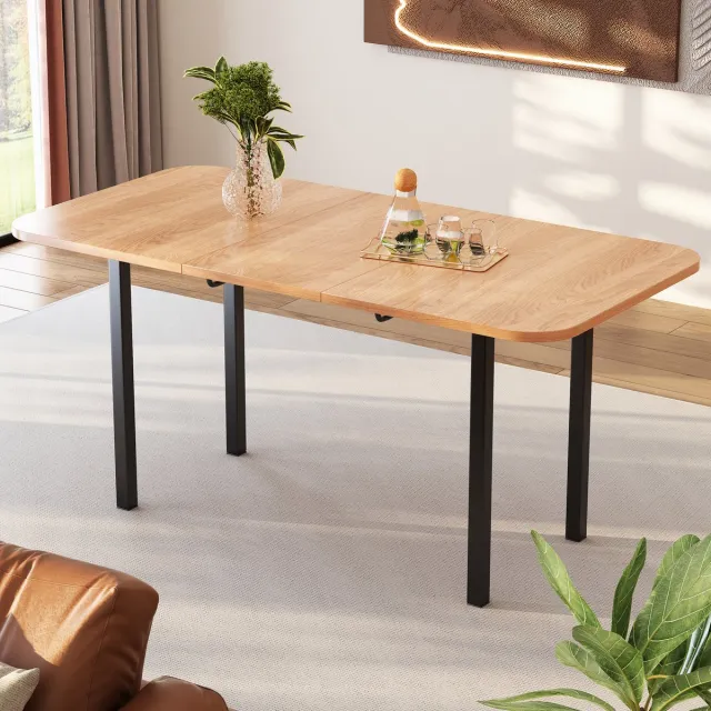 Zubaliya Uitschuifbare Eettafel - Houten Eettafel Met Verlengfunctie - Moderne Minimalistische Tafel Voor 4-6 Personen - MDF - Naturel Eikenlook
