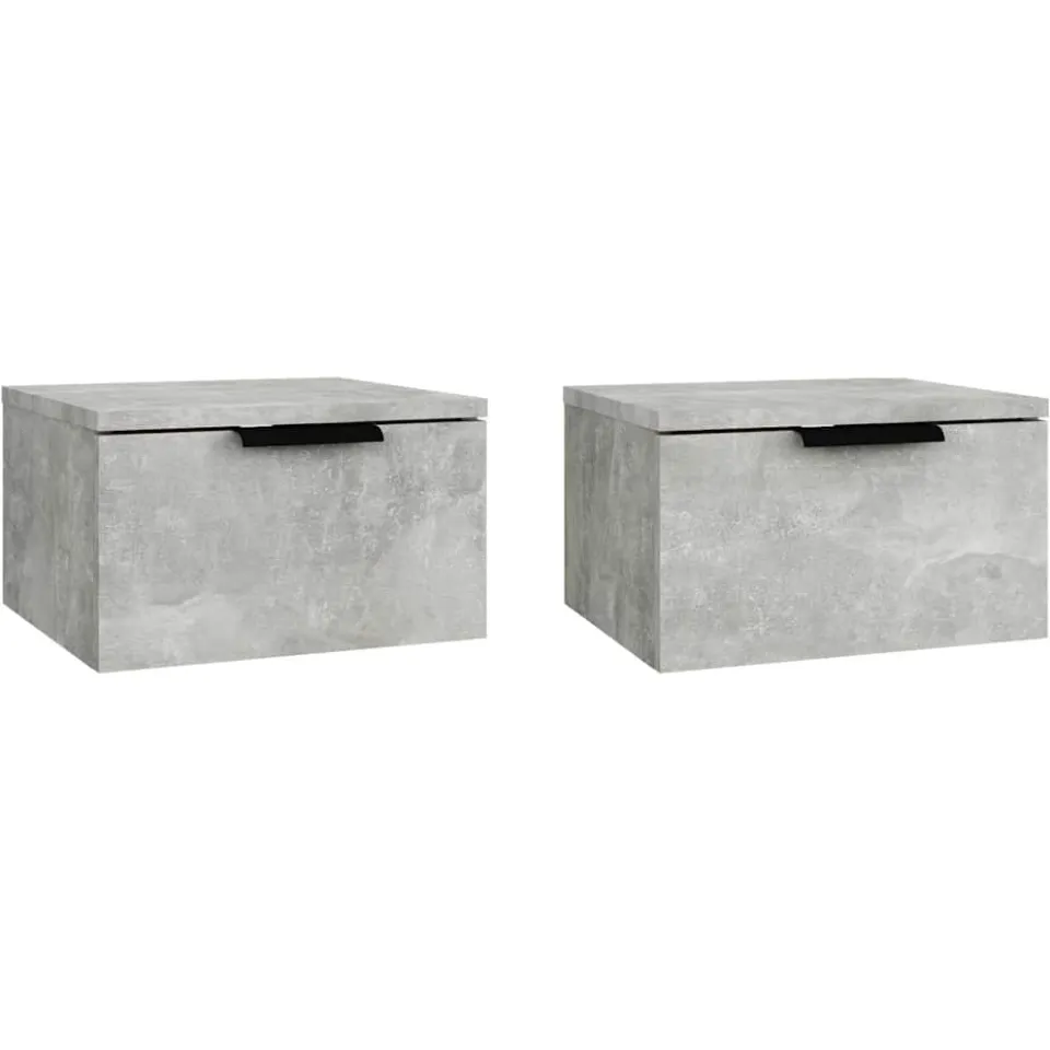 vidaXL Nachtkastjes 2 st wandgemonteerd 34x30x20 cm betongrijs grijs, foto 3