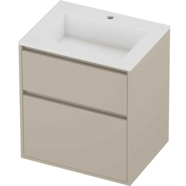 Proline Aristo Badmeubelset Polystone Elegant 1 Gat 60x46x67 cm Glans Wit Soft Linen Beige