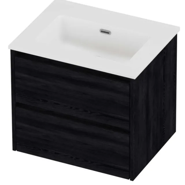 Proline Tribute Badmeubelset Porselein Elegant 60x46x54 cm Mat White Black Oak Eiken