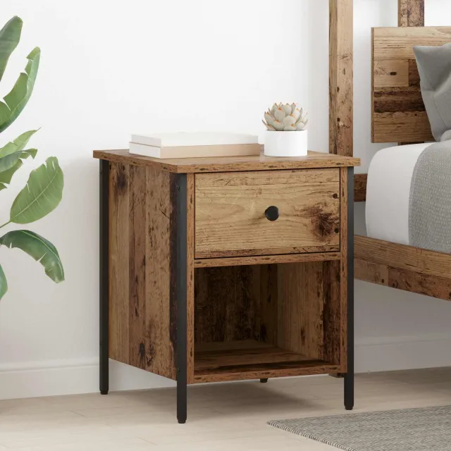 vidaXL Nachtkastje 2 st Oudhout 40 x 42 x 50 cm Bewerkt hout bruin, foto 2