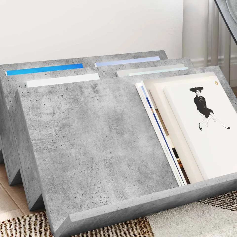 vidaXL Tijdschrift Rek Concerte Grijs 65 x 53 x 28,5 cm Bewerkt hout, foto 3