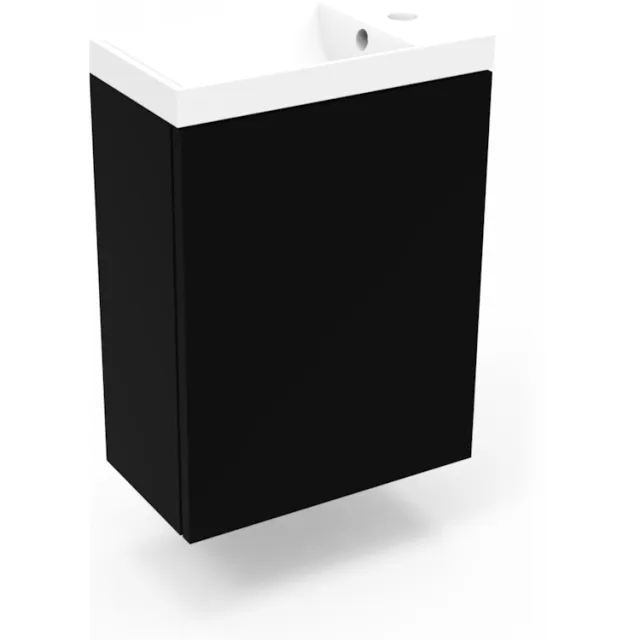 Arcqua Fonteinkast Mat Zwart Arcqua Luna 40x55x28 cm Incl. Fontein Mat Wit Met Overloop