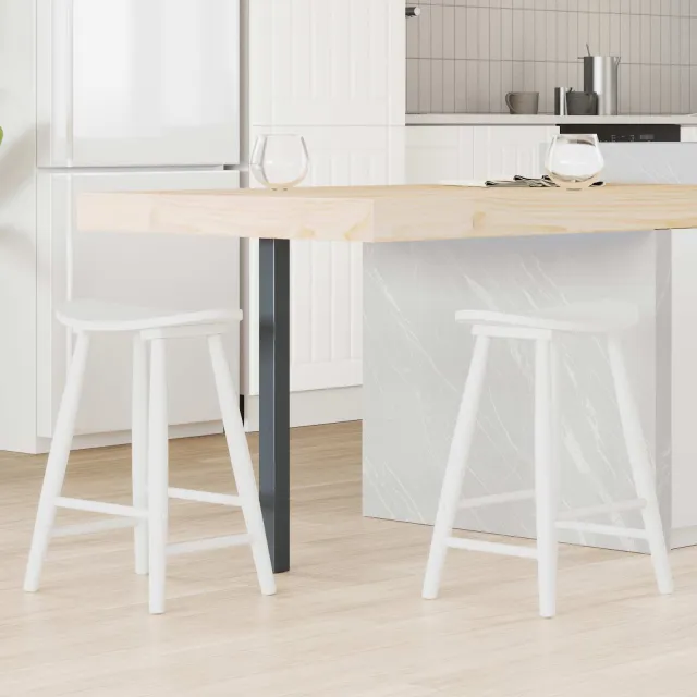 vidaXL Eettafelstoelen 2 st Massief Rubberhout Wit 46 x 37 x 63 cm, foto 2
