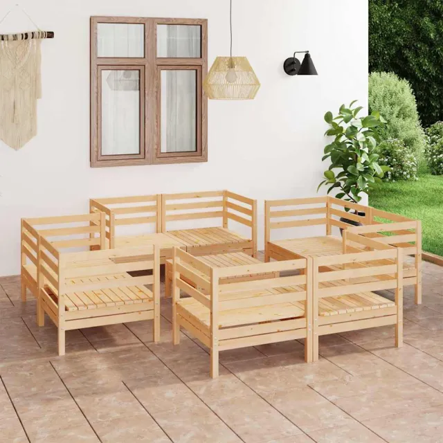 vidaXL 9-delige Loungeset massief grenenhout bruin, foto 2