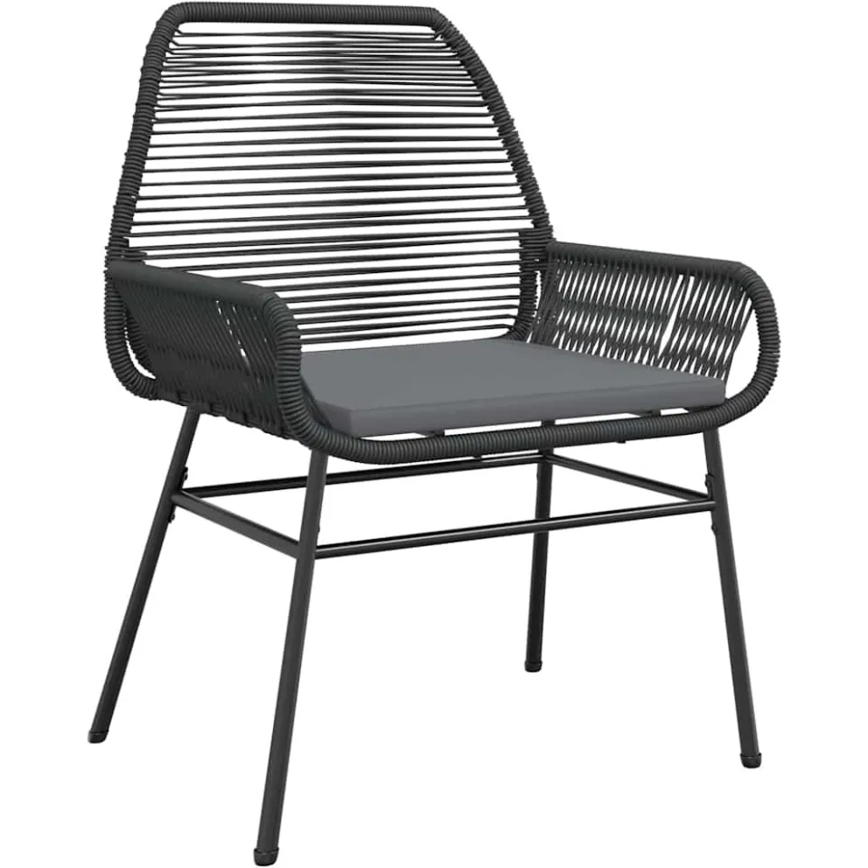 vidaXL 3-delige Tuinset met kussens poly rattan glas zwart, foto 3