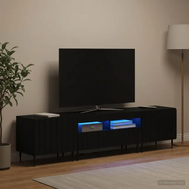 vidaXL 3-delige LED TV-kast ZWOLLE Zwart Bewerkt hout