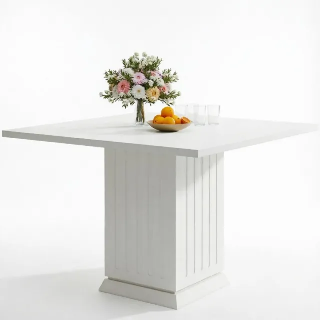 MODFU Eettafel - Vierkant - Modern - 4 Personen - Hout - Wit - 90x90x75 Cm