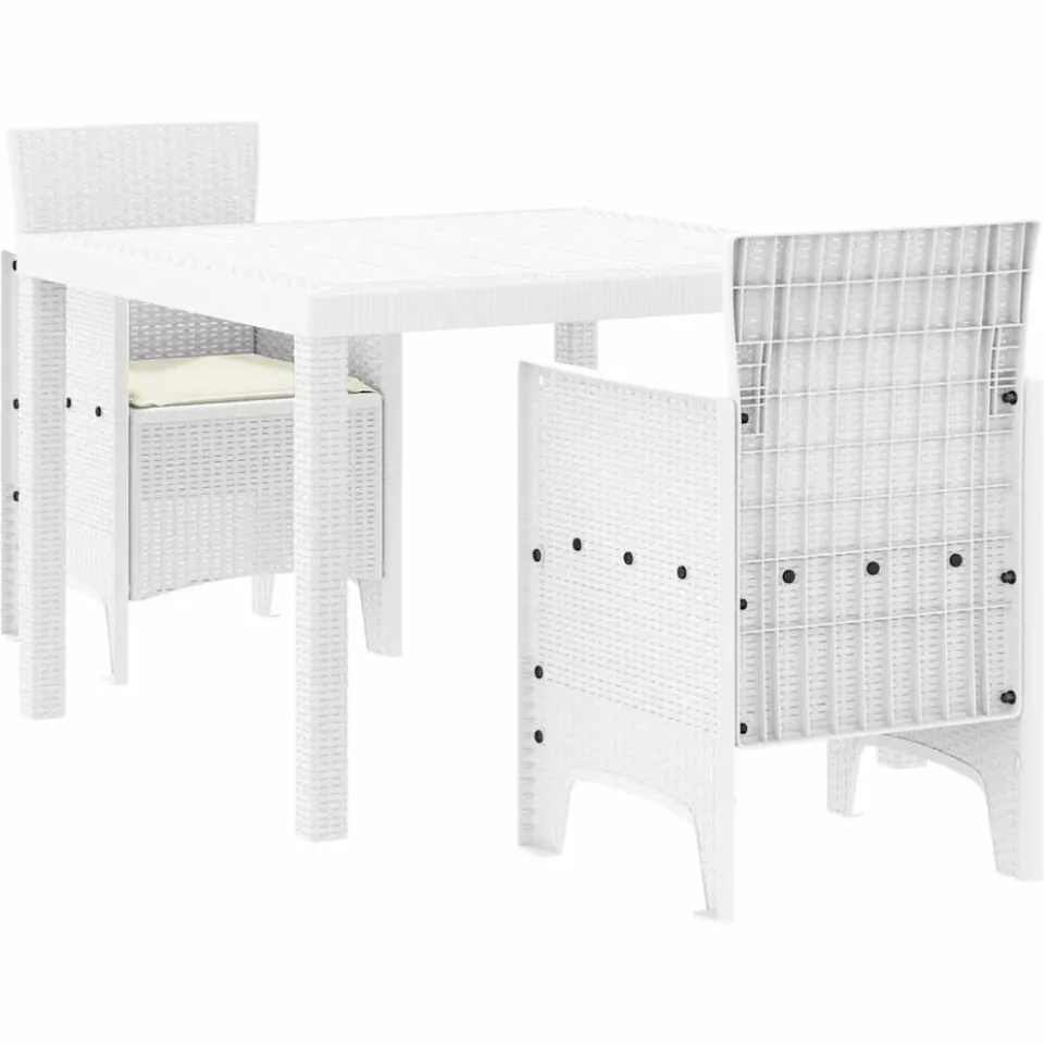 vidaXL Tuin Eetset 3 st Wit Polypropyleen