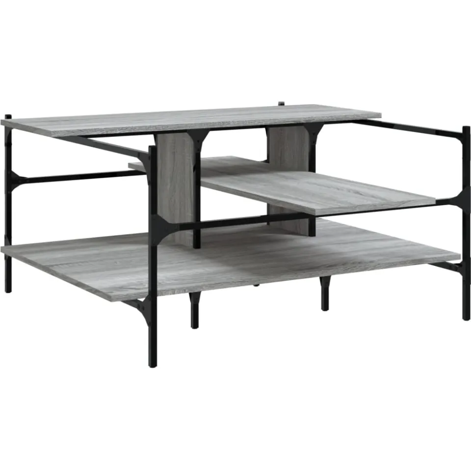 vidaXL Salontafel 100x100x48,5 cm bewerkt hout grijs sonoma, foto 4