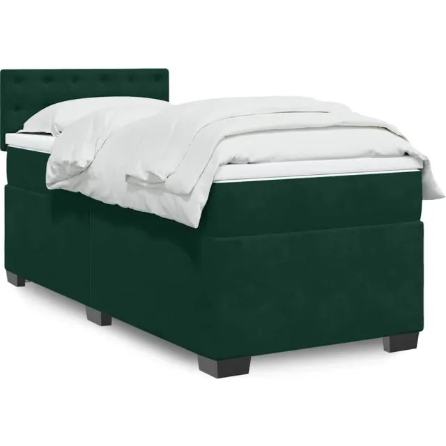 vidaXL Boxspring met matras fluweel donkergroen 100x200 cm groen