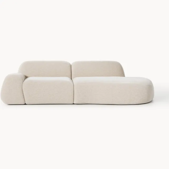 Westwing Collection Modulaire teddy chaise longue Wolke (3-zits) Beige
