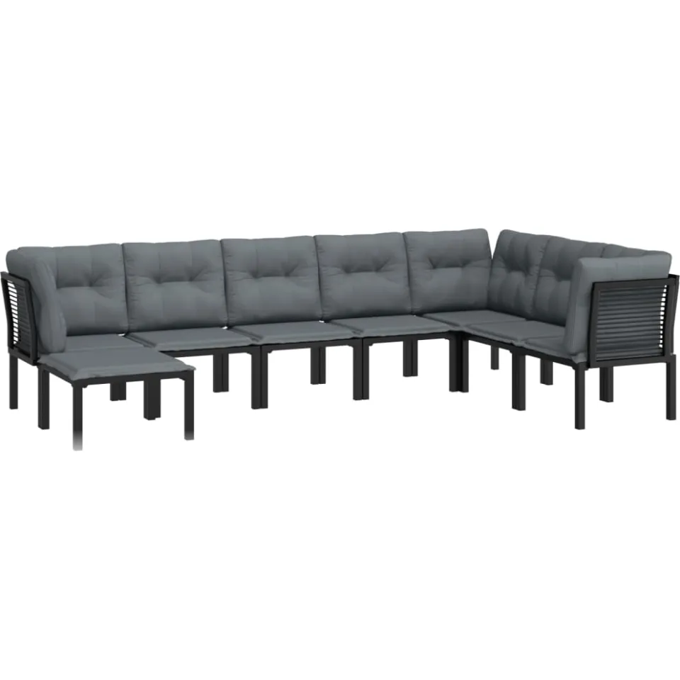 vidaXL 8-delige Loungeset poly rattan zwart en grijs, foto 2