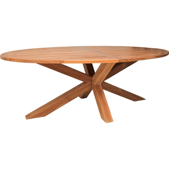 Benoa Tuintafel ovaal Teak met houten kruisonderstel 220 cm Naturel