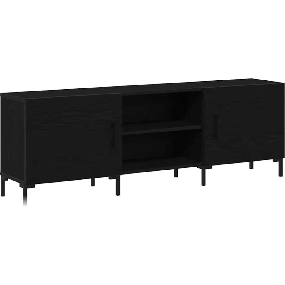 vidaXL Tv-meubelset 150 x 30 x 50 cm Zwart Eiken Bewerkt hout