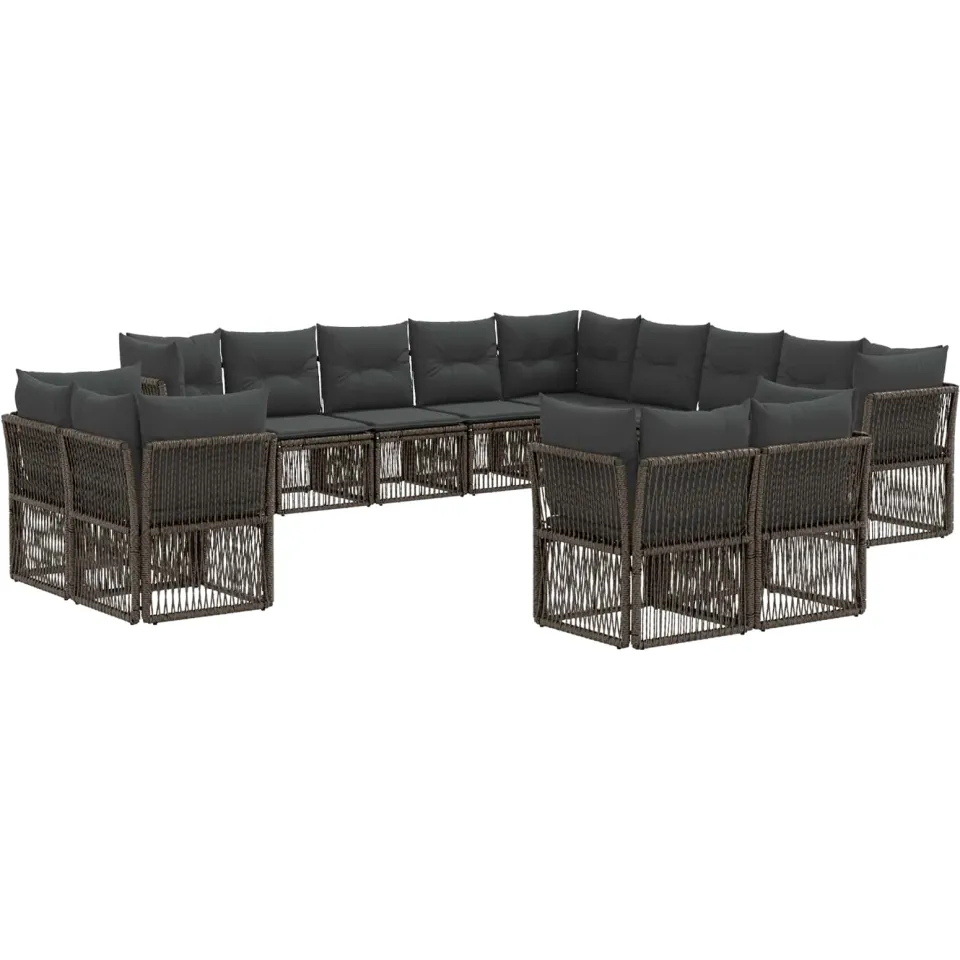 vidaXL Tuinbankenset 13 st 13-zits Grijs poly rattan, foto 3