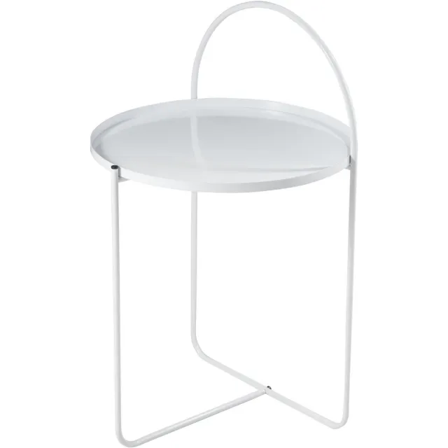 Excellent Houseware bijzettafel Deco Metal - wit - rond - H65 x D40 cm - metaal - koffietafel - koffietafel - banktafeltje