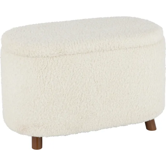 J-Line poef Opslag Teddy - polyester - bwit
