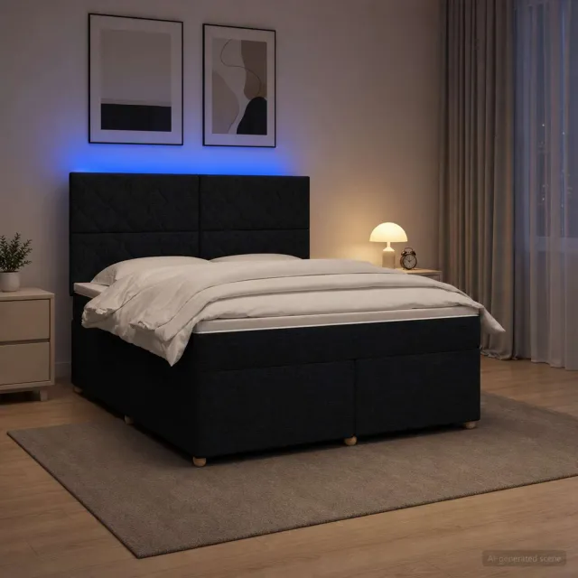 vidaXL Boxspringbed met matras met hoofdeinde Zwart 140 x 200 cm Stof