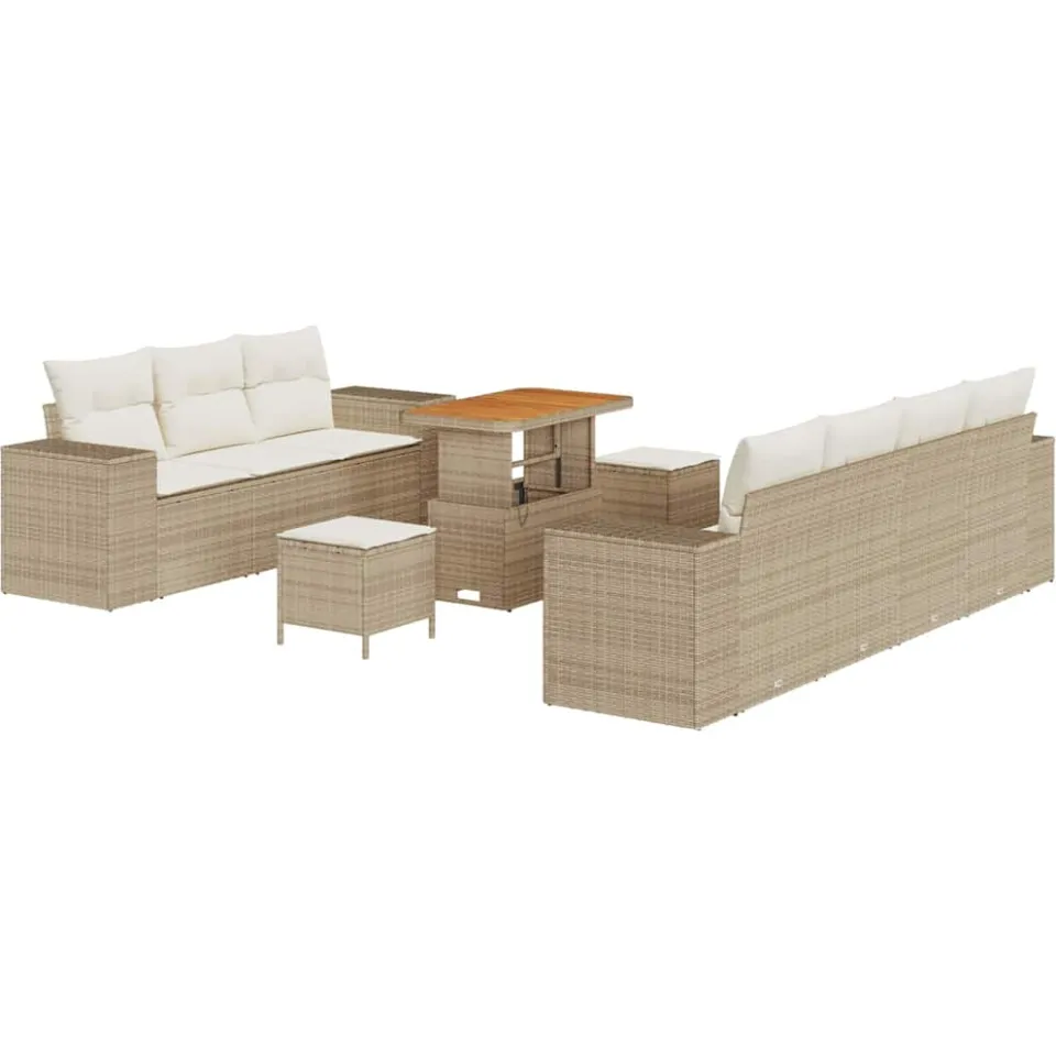 vidaXL Tuin Sofa Set 10 st Beige poly rattan