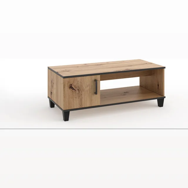 Margaret Hadas24 Salontafel Vanessa Salontafel Woonkamertafel Woonkamer met scharnierende deur (eiken Artisan en zwart)